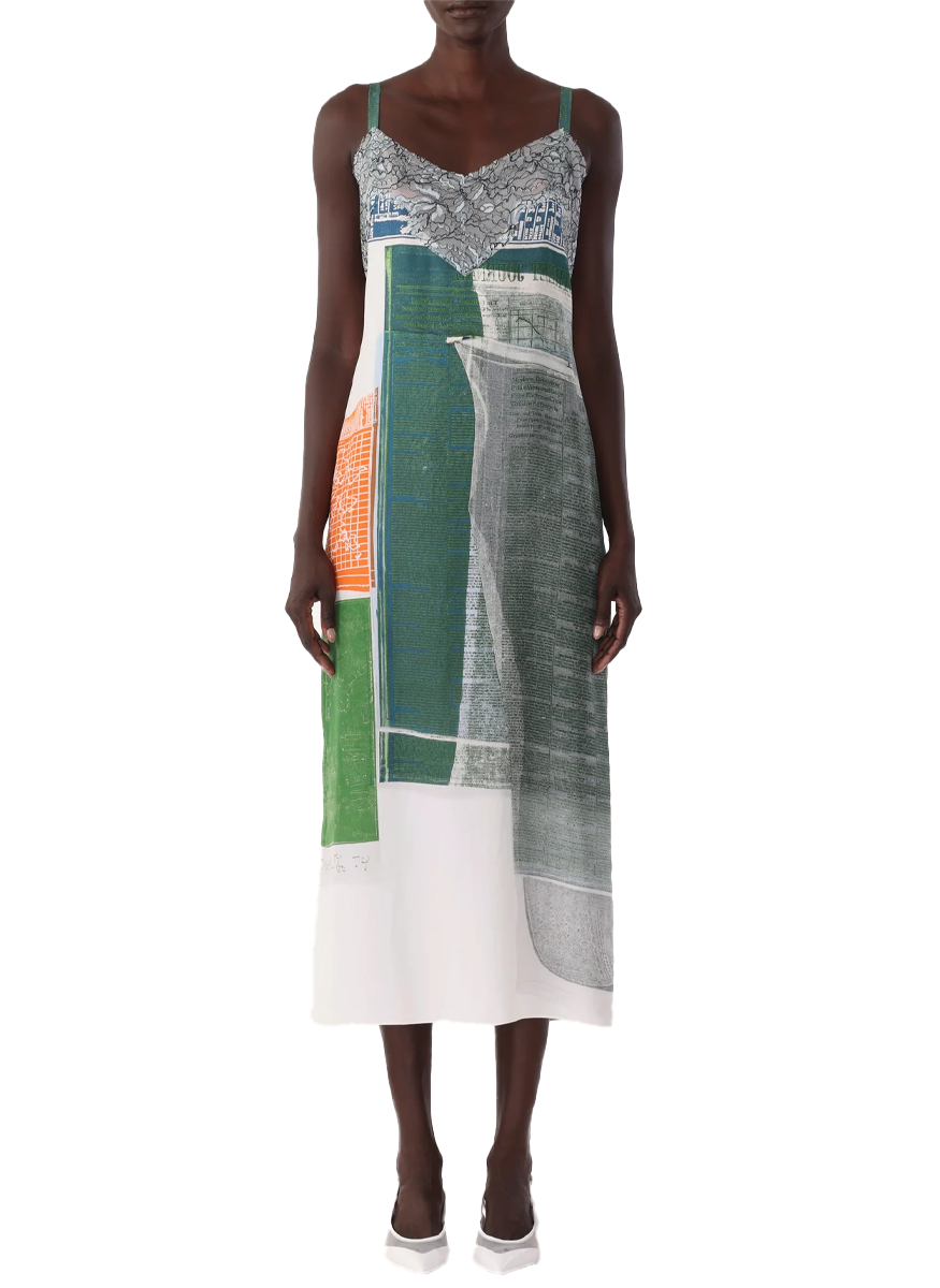 Collage Slip Dress with Platter Artwork by Robert Rauschenburg
