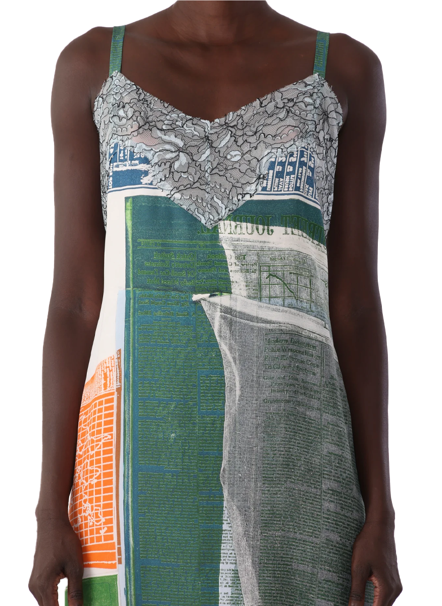 Collage Slip Dress with Platter Artwork by Robert Rauschenburg - Jason Wu Collection