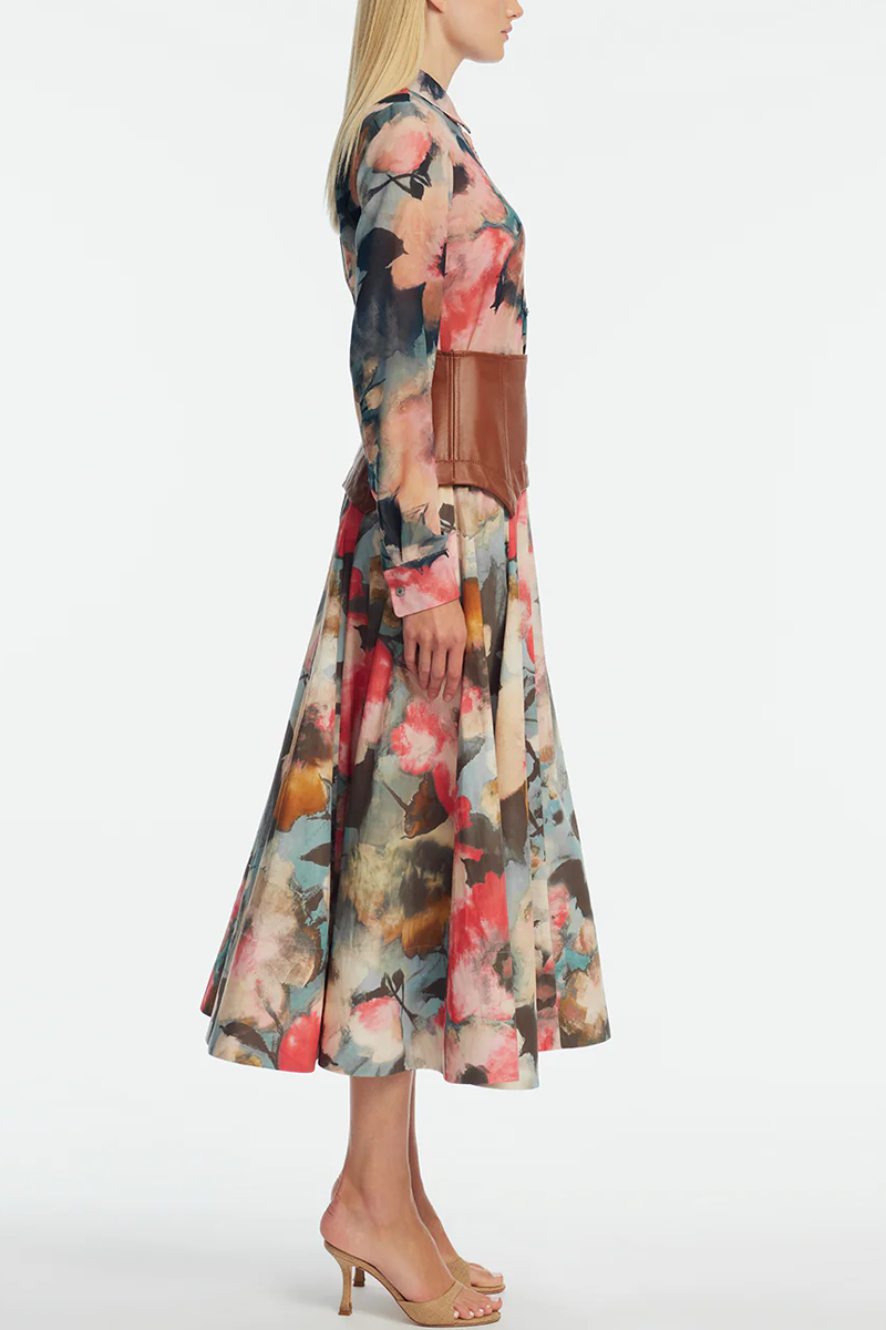 Floral Printed Chiffon Lucy Shirt - Lela Rose