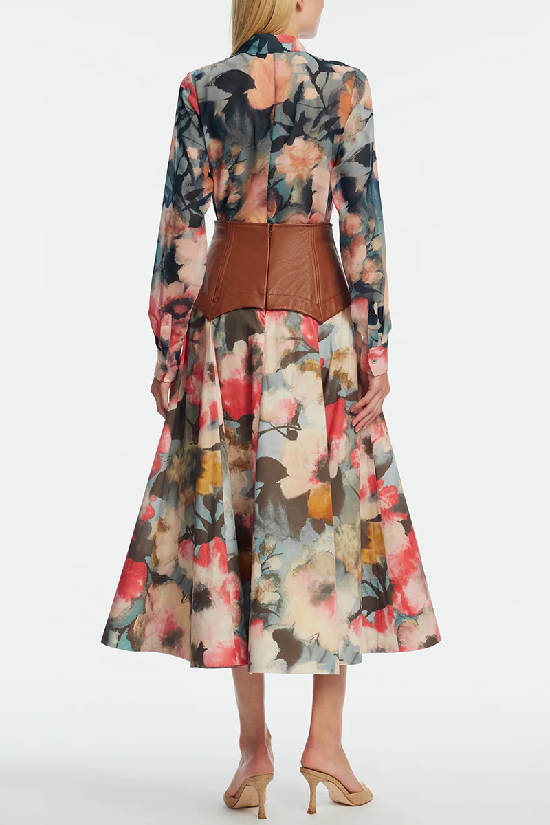 Floral Printed Chiffon Lucy Shirt - Lela Rose