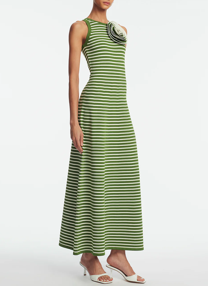 Rose Detail Knit Halter Dress - Lela Rose