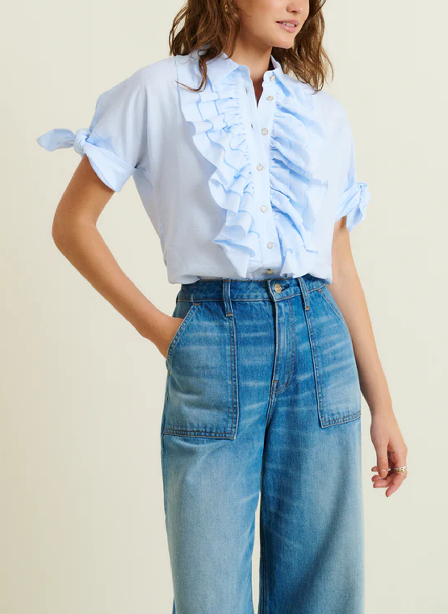 Solene Ruffle Front Short Sleeve Top