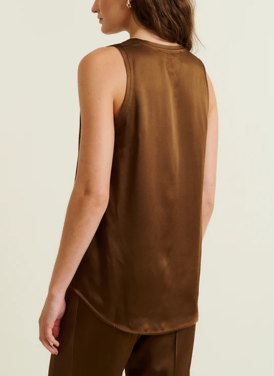 Tina Scoopneck Tank in Cacao - DMN Paris