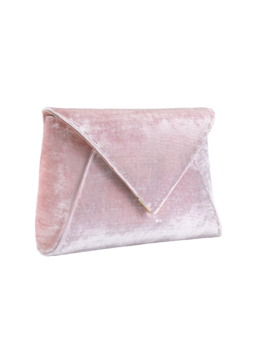 Lee Pouchet Crushed Velvet Clutch in Cherry Blossom - Tyler Ellis