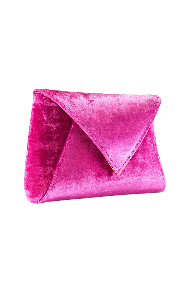 Lee Small Crushed Velvet Clutch in Fuchsia - Tyler Ellis