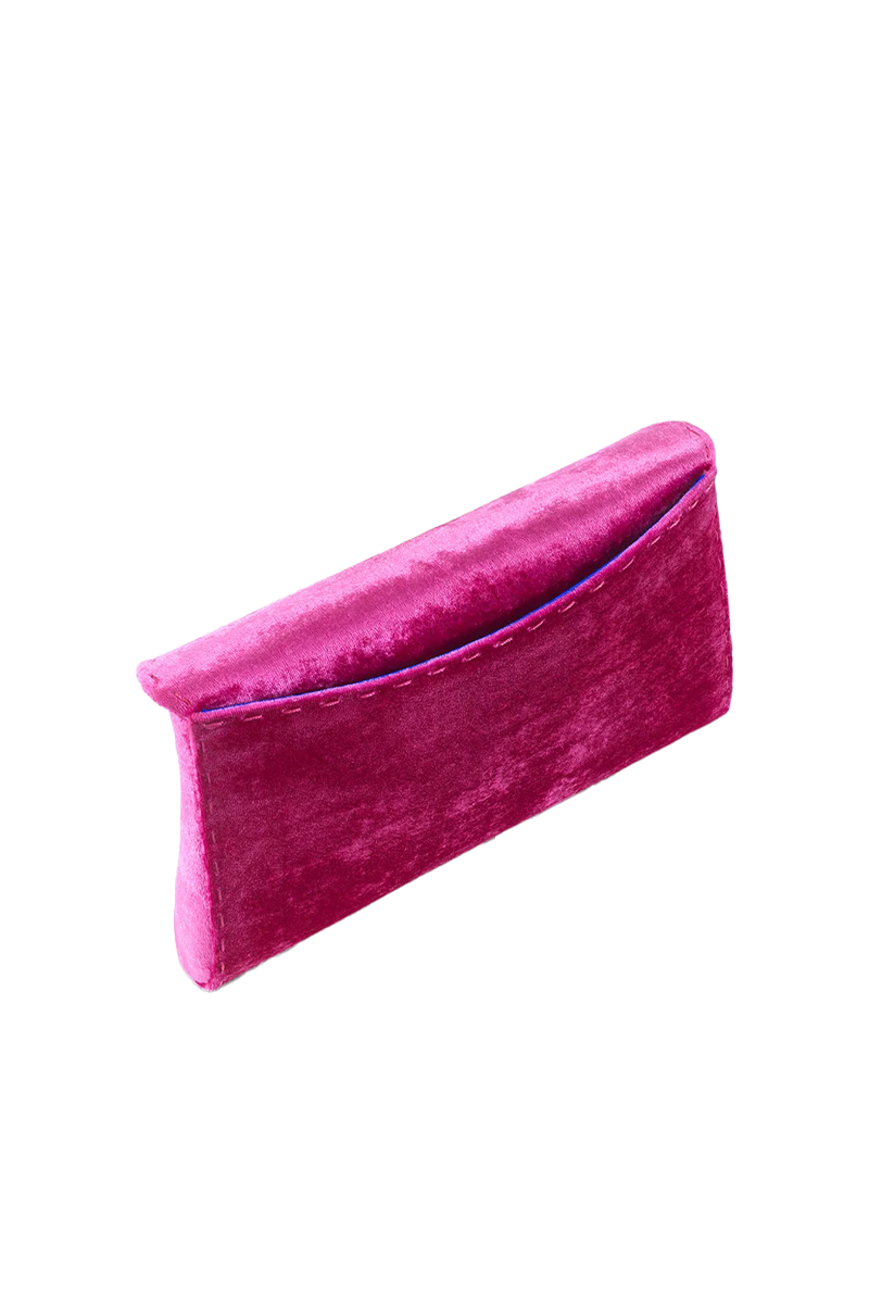 Lee Small Crushed Velvet Clutch in Fuchsia - Tyler Ellis