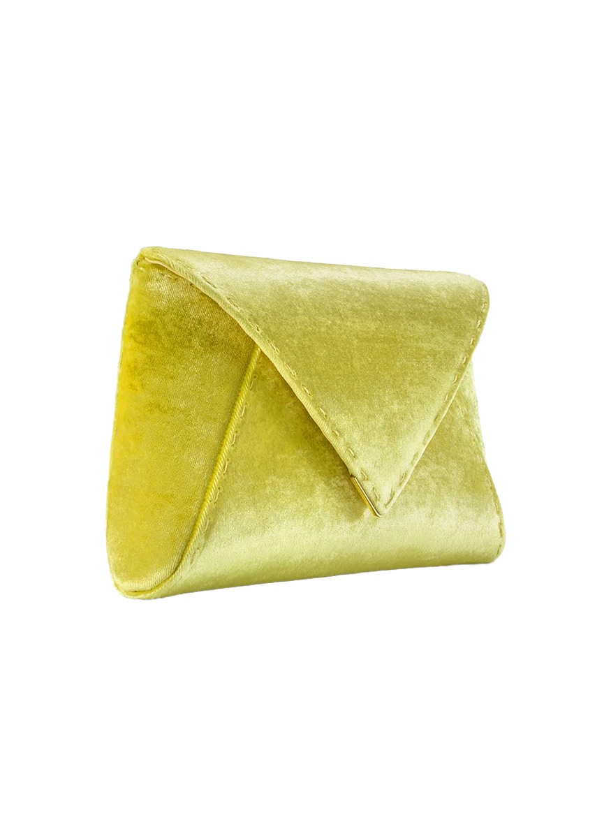 Lee Small Crushed Velvet Clutch in Limoncello - Tyler Ellis