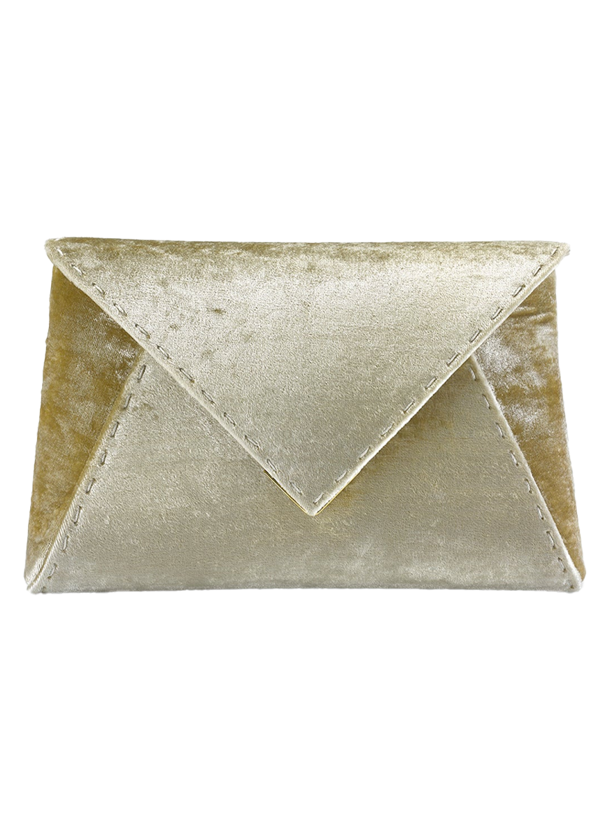 Lee Small Crushed Velvet Clutch in Mirrored Gold - Tyler Ellis