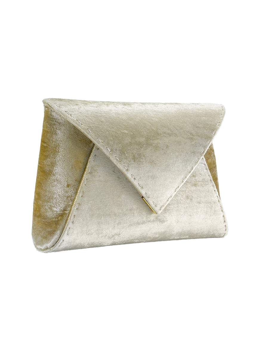 Lee Small Crushed Velvet Clutch in Mirrored Gold - Tyler Ellis