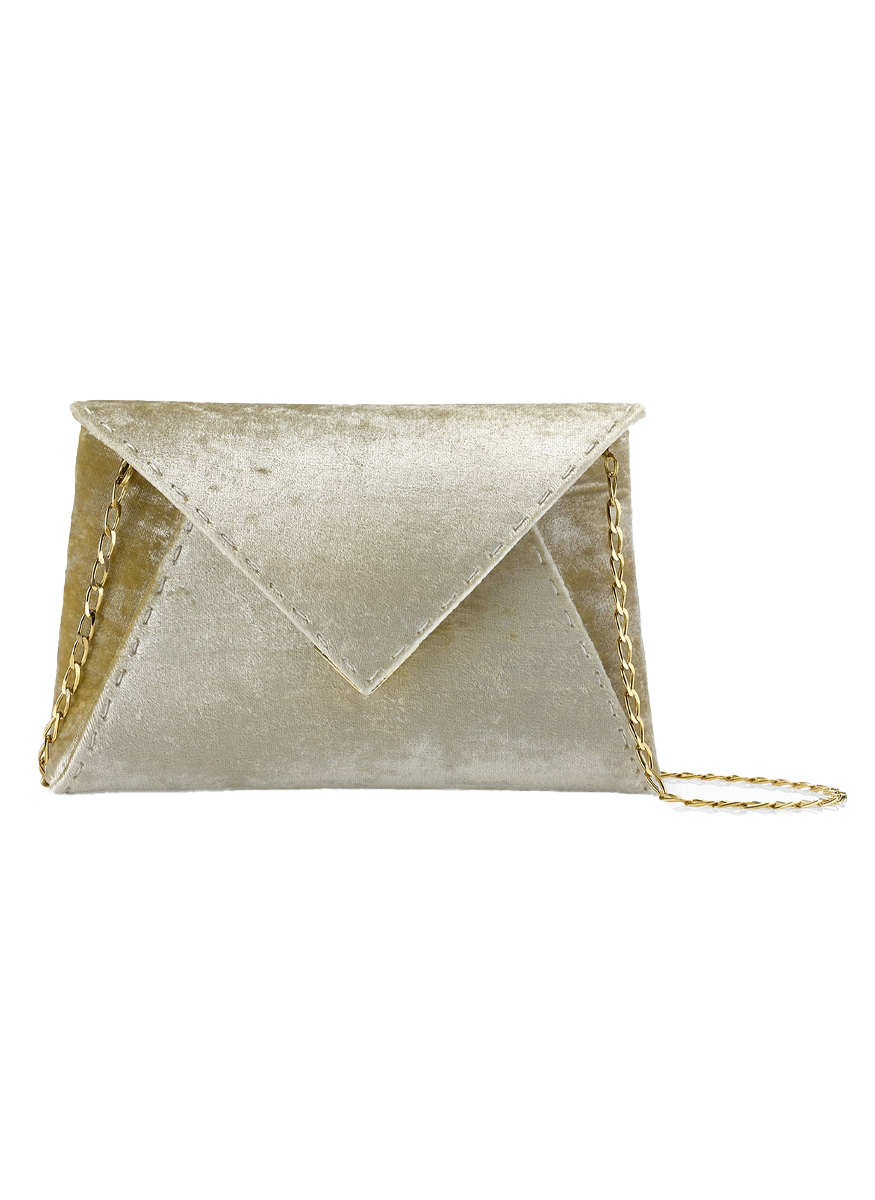 Lee Small Crushed Velvet Clutch in Mirrored Gold - Tyler Ellis