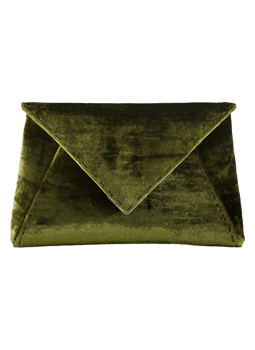 Lee Small Crushed Velvet Clutch in Peridot - Tyler Ellis