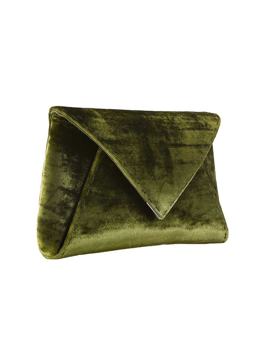 Lee Small Crushed Velvet Clutch in Peridot - Tyler Ellis
