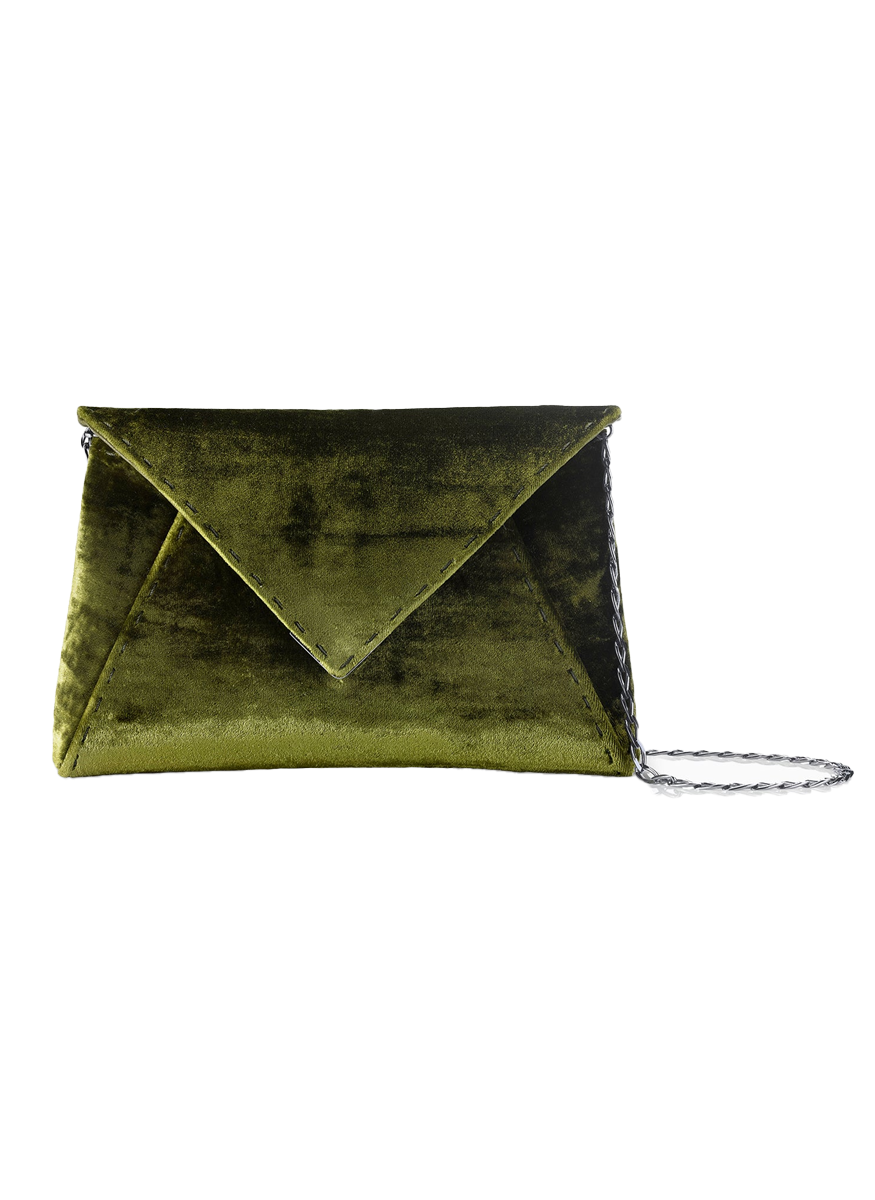 Lee Small Crushed Velvet Clutch in Peridot - Tyler Ellis