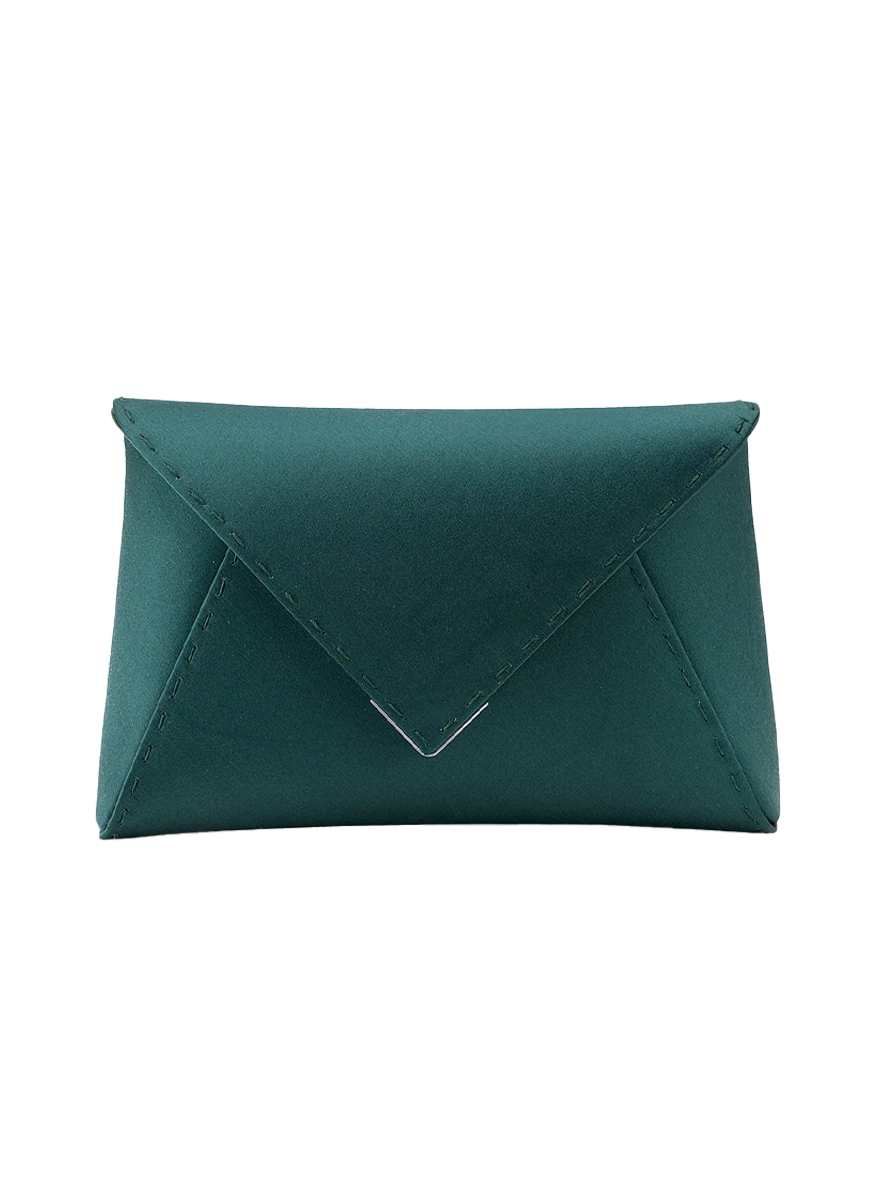 Lee Small Clutch in Bohemian Emerald Satin