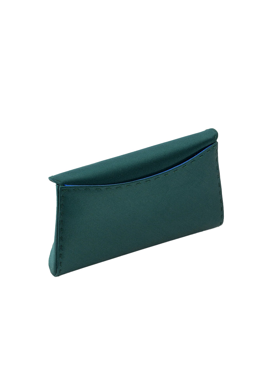 Lee Small Clutch in Bohemian Emerald Satin - Tyler Ellis