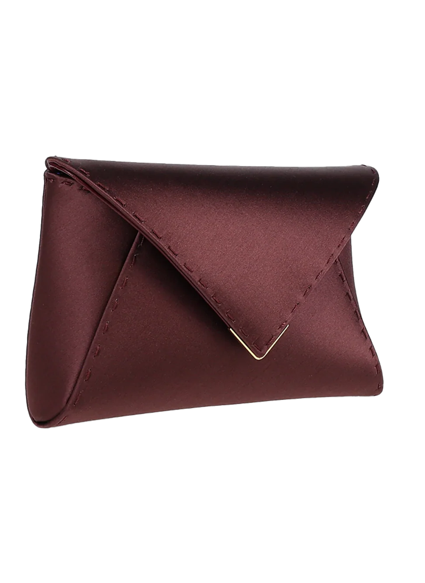 Lee Small Satin Clutch in Dark Chocolate - Tyler Ellis