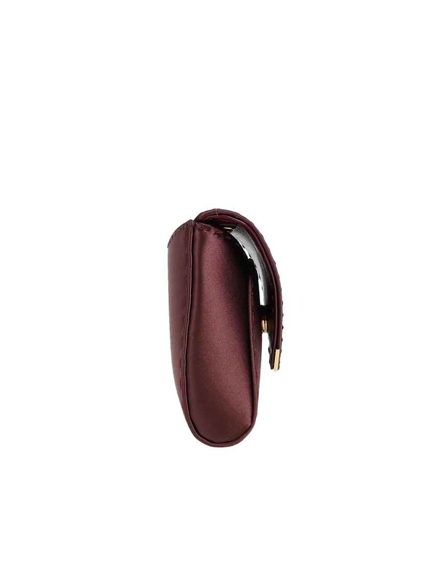 Lee Small Satin Clutch in Dark Chocolate - Tyler Ellis