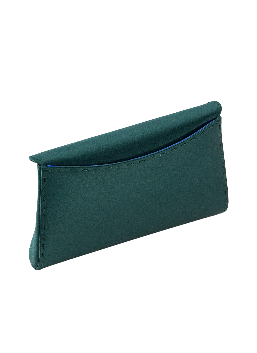 Lee Pouchet Small Satin Clutch in Bohemian Emerald - Tyler Ellis