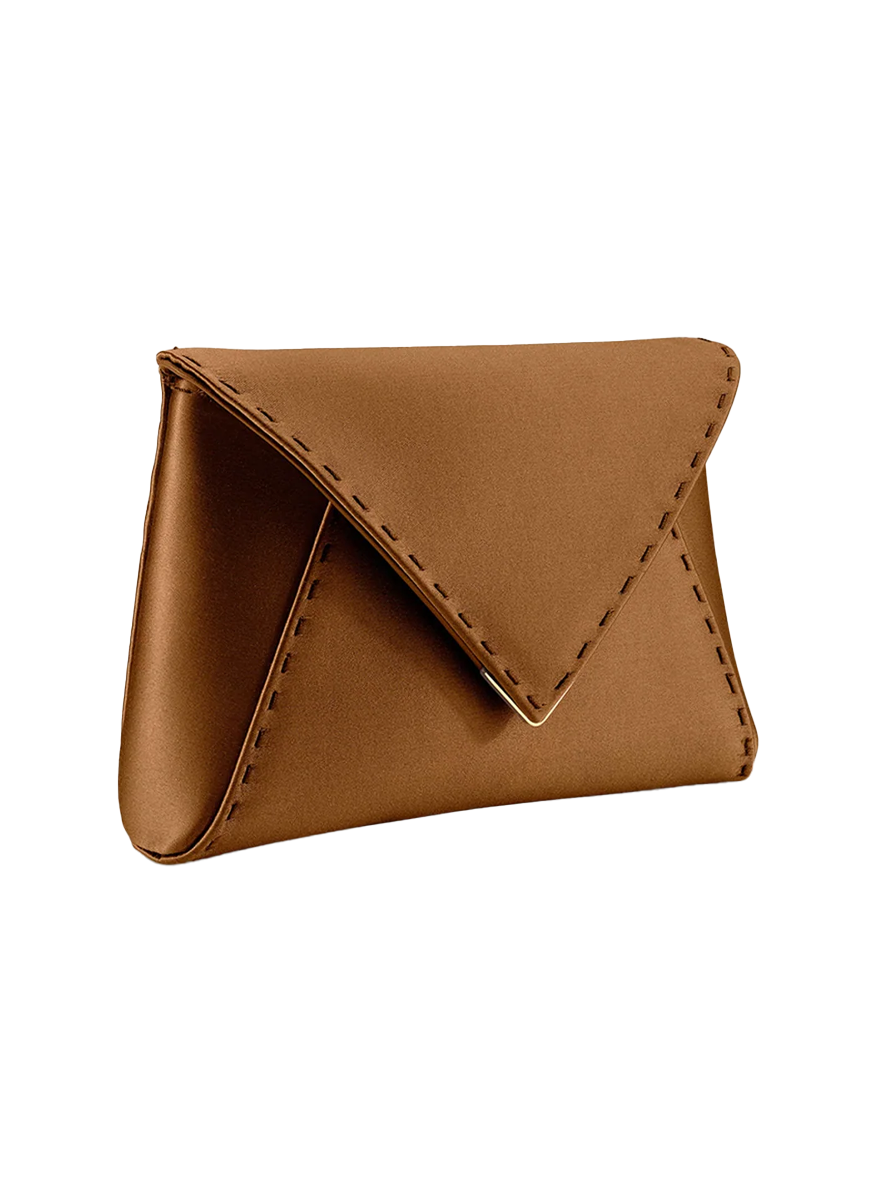 Lee Small Satin Clutch in Mocha - Tyler Ellis