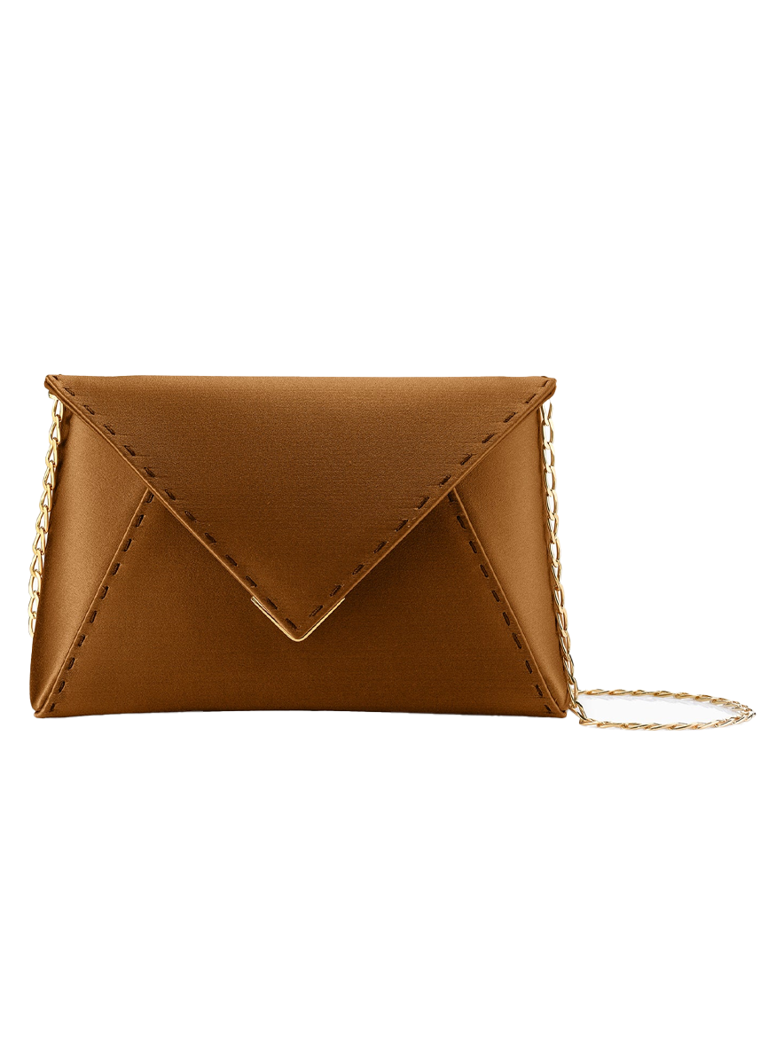 Lee Small Satin Clutch in Mocha - Tyler Ellis
