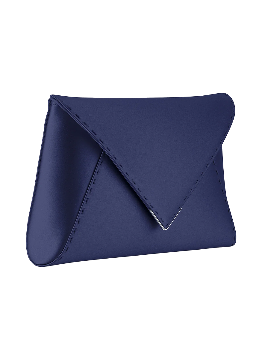 Lee Small Satin Clutch in Sapphire - Tyler Ellis