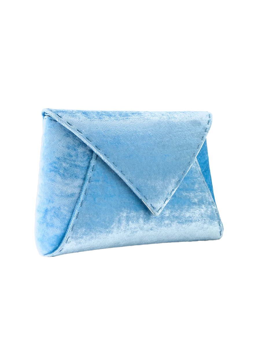 Lee Small Crushed Velvet Clutch in Sky Blue - Tyler Ellis