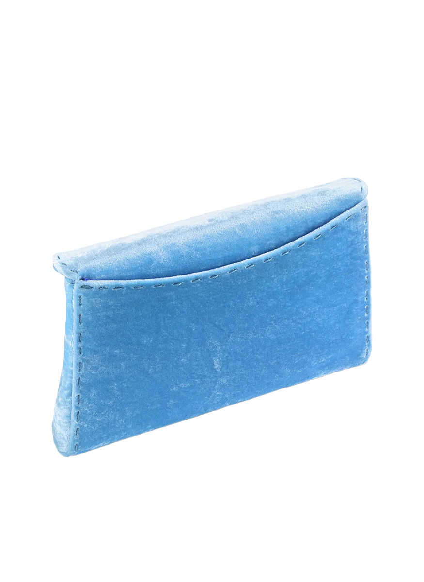 Lee Small Crushed Velvet Clutch in Sky Blue - Tyler Ellis