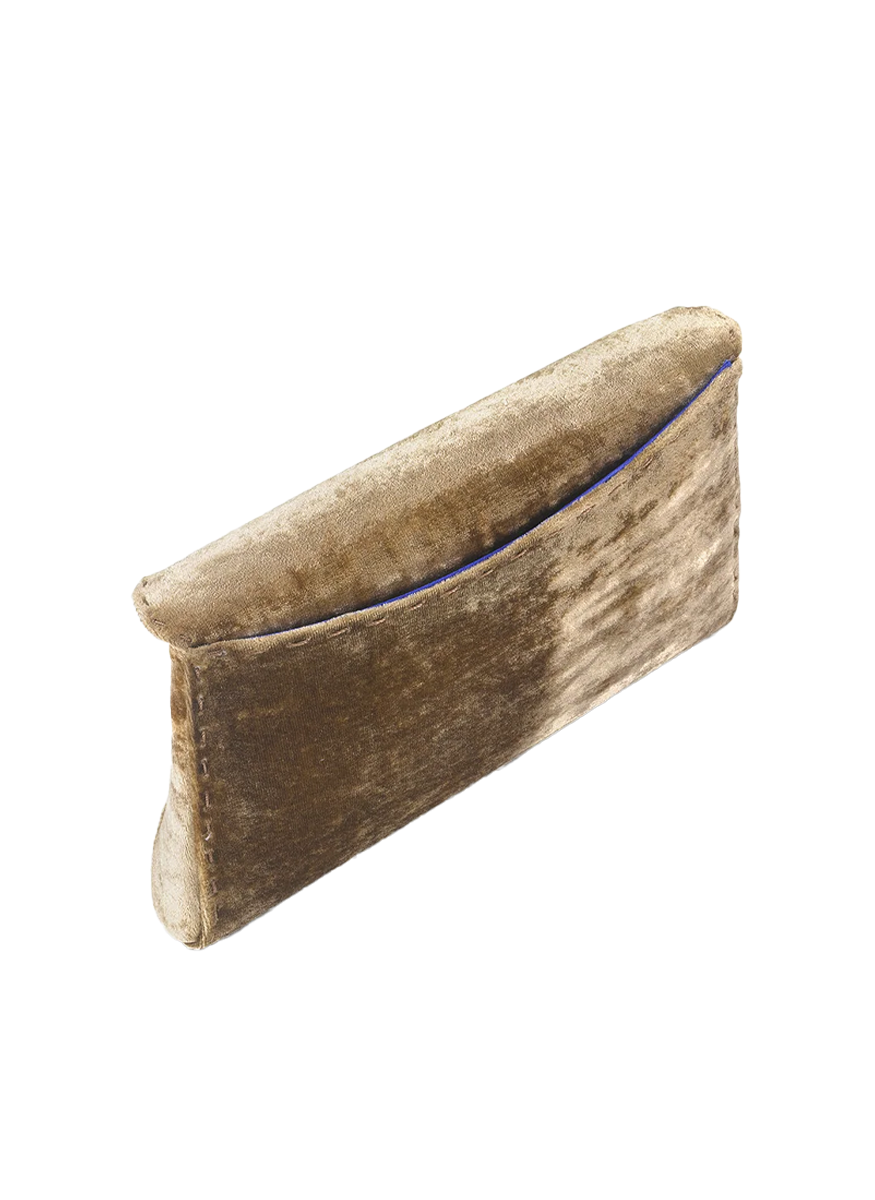 Lee Pouchet Crushed Velvet Clutch in Bronze - Tyler Ellis