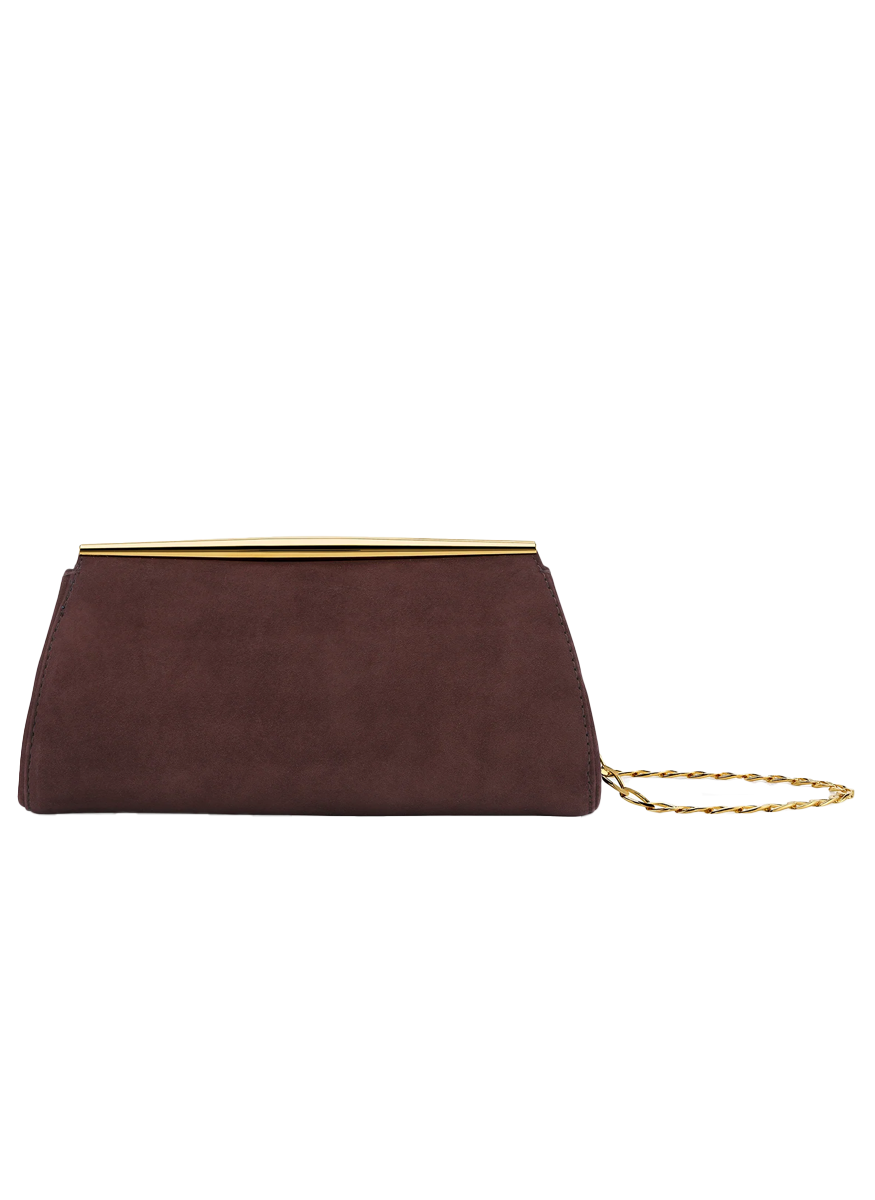 Suzannah Clutch in Mocha Suede