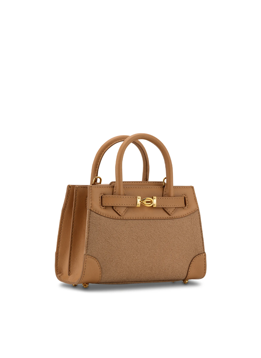Winnie Mini Cashmere Handbag in Camel - Tyler Ellis