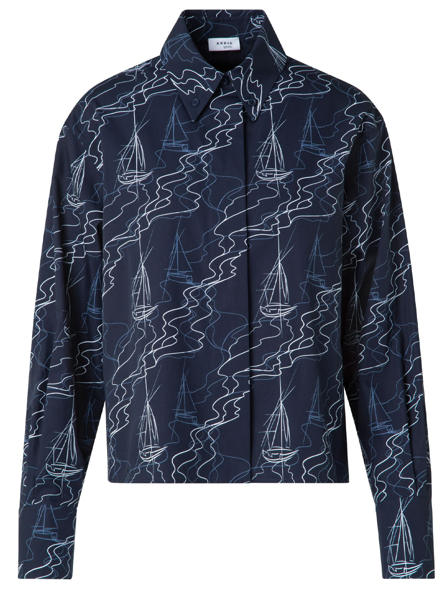 Sailboat Print Poplin Blouse