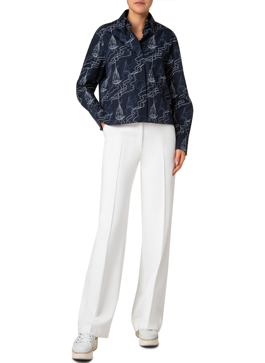 Sailboat Print Poplin Blouse - Akris Punto