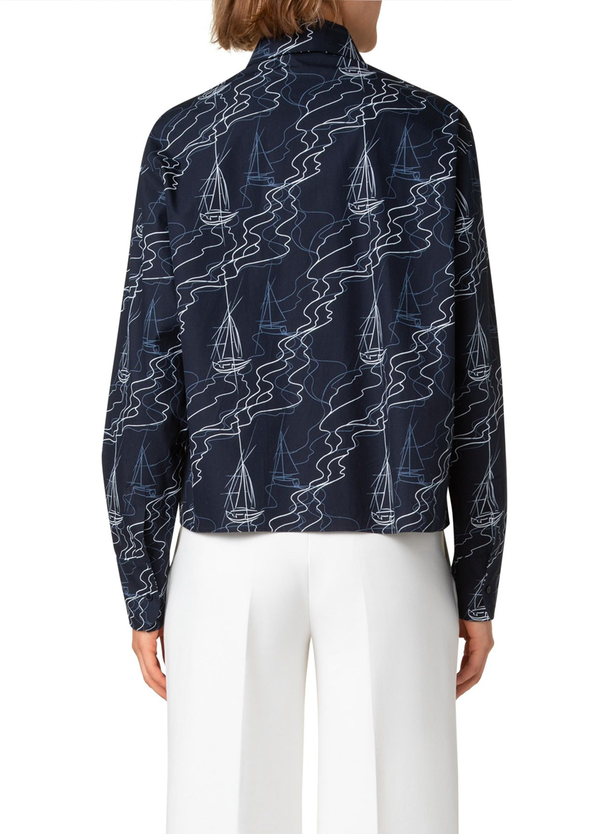 Sailboat Print Poplin Blouse - Akris Punto