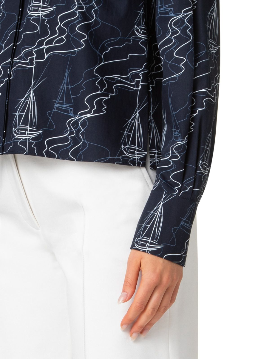 Sailboat Print Poplin Blouse - Akris Punto