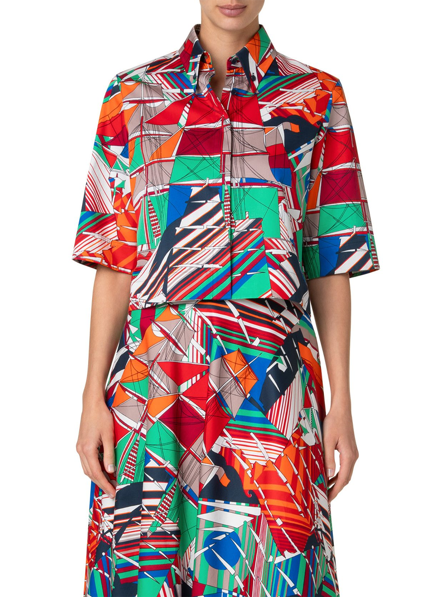 Sea Clipper Print Boxy Blouse - Akris Punto