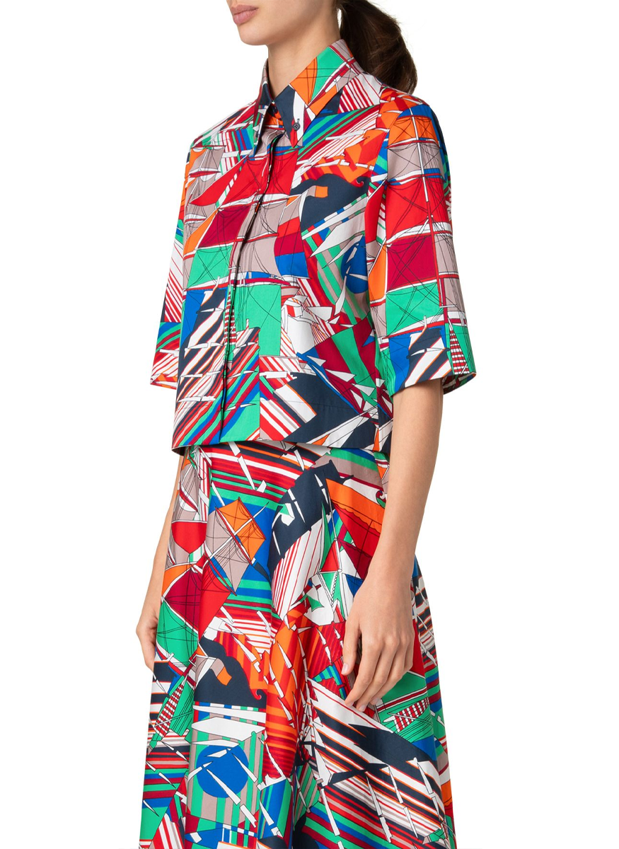 Sea Clipper Print Boxy Blouse - Akris Punto