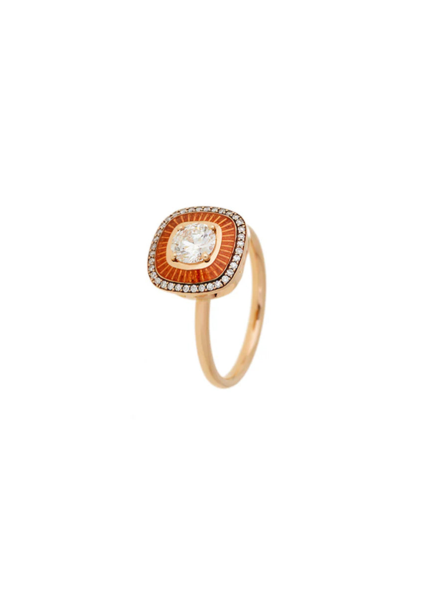 Mina Diamond Ring, Square, Orange