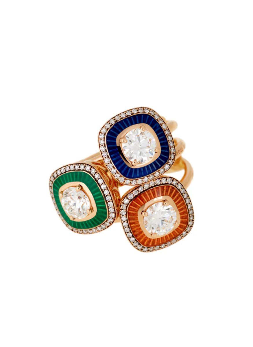 Mina Diamond Ring, Square, Orange