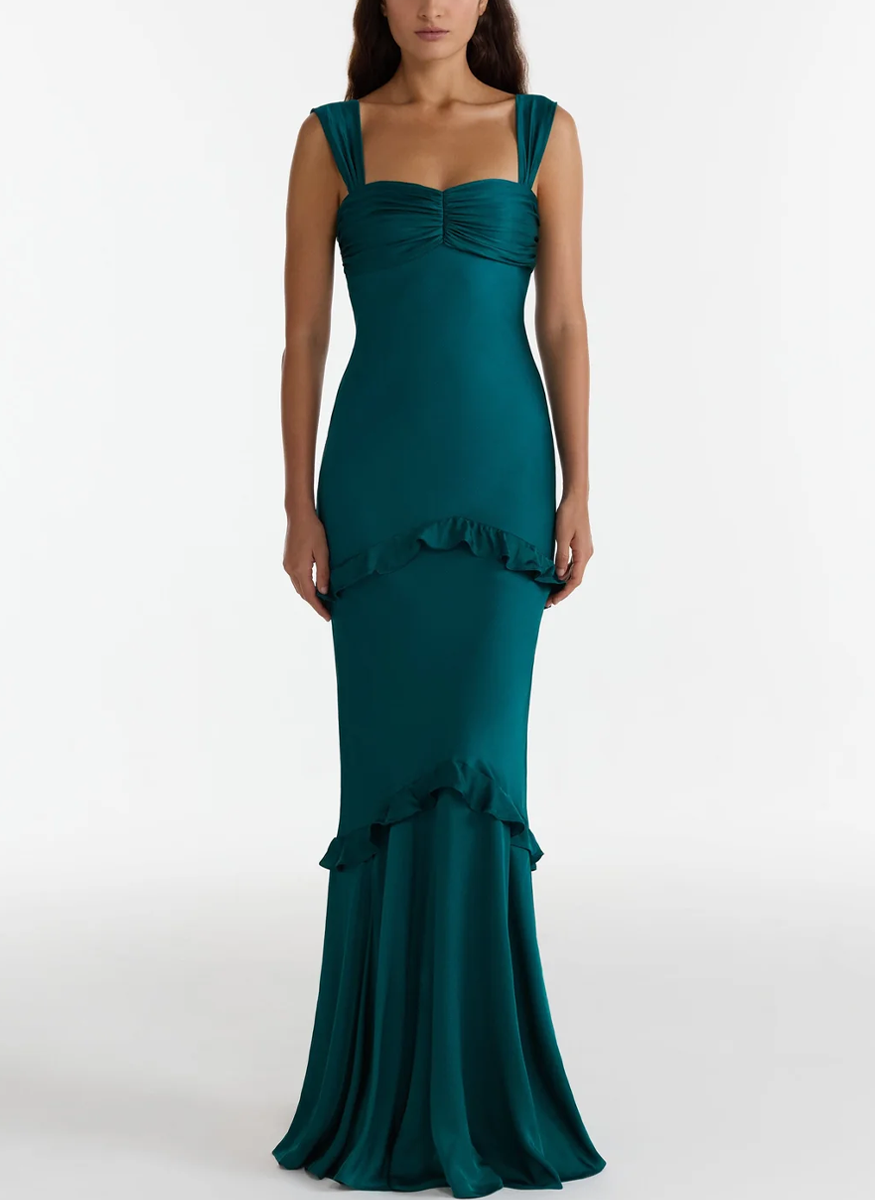 Selma Long Dress in Dark Teal