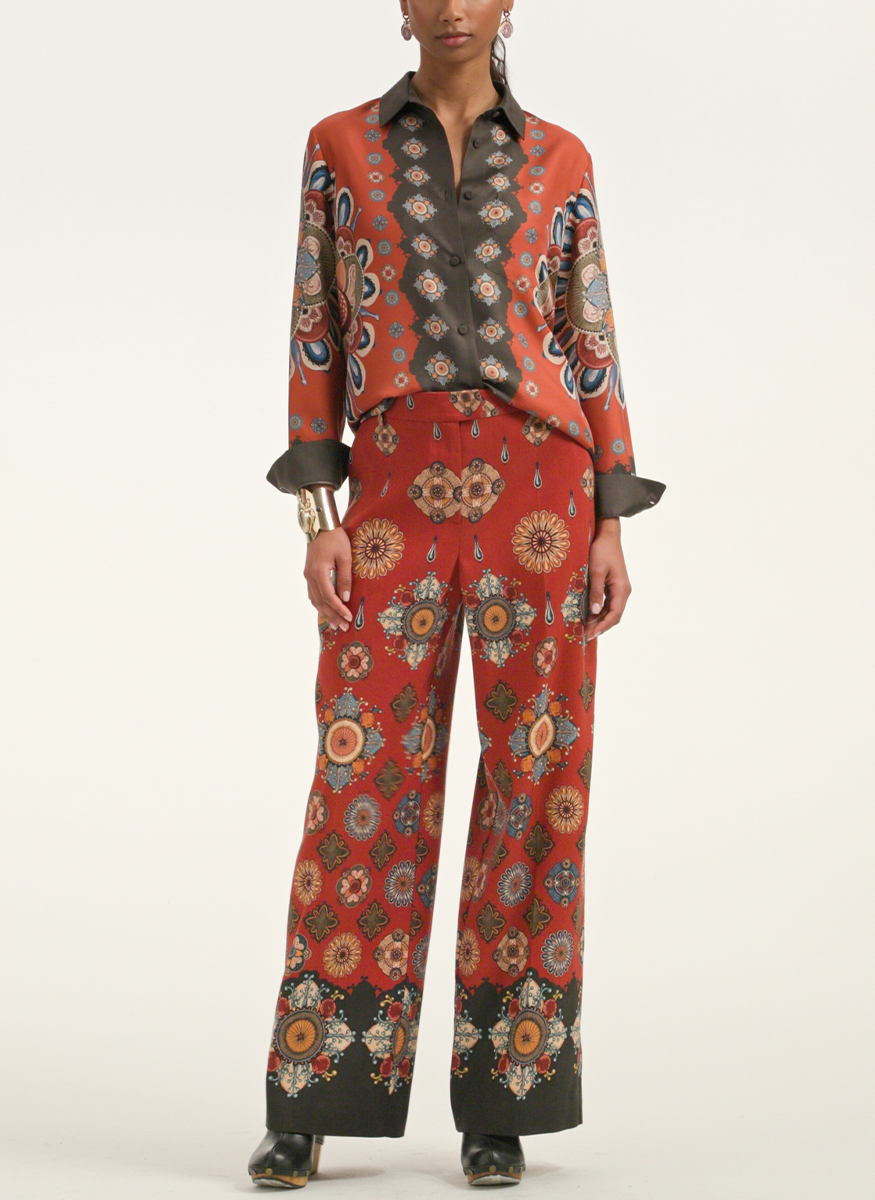 Silk Twill Boy Shirt in Nucleus Placée Rust - La DoubleJ