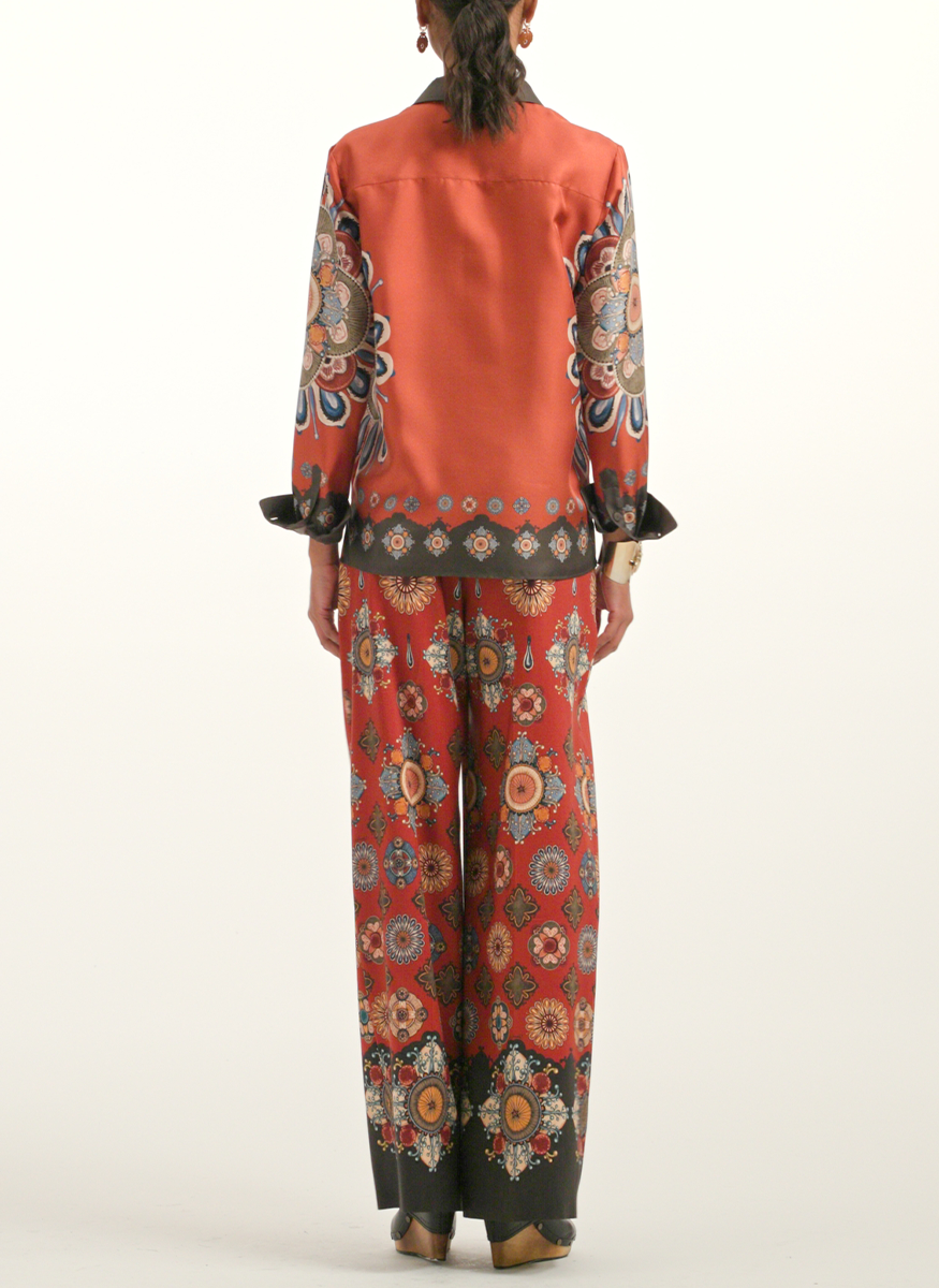 Silk Twill Boy Shirt in Nucleus Placée Rust - La DoubleJ