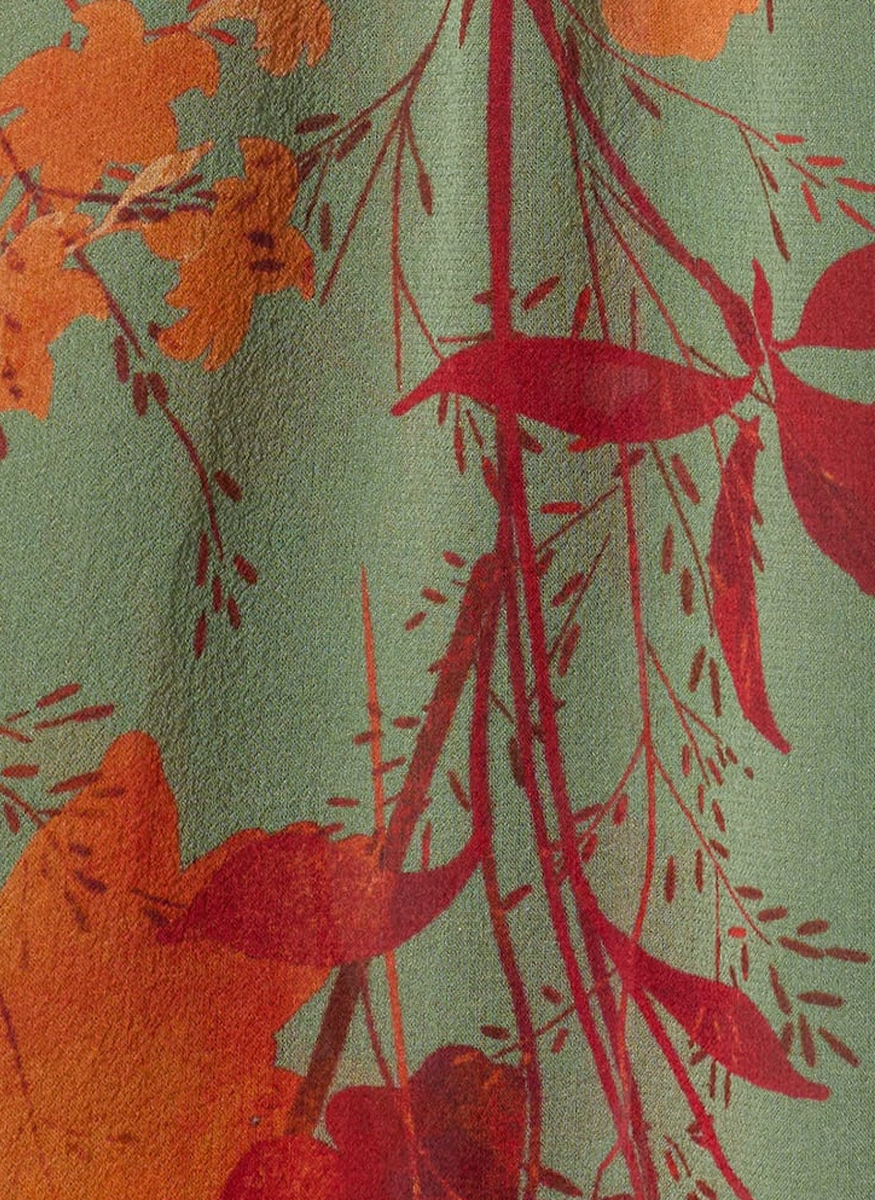 Cerere Blouse Woodland Placée Camouflage in Silk Chiffon - La DoubleJ