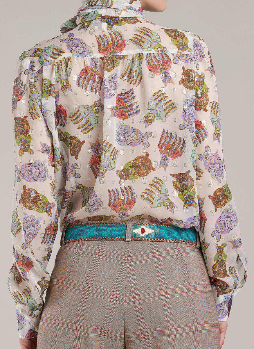 Fil Coupé Printed Silk Blouse - Maison Common