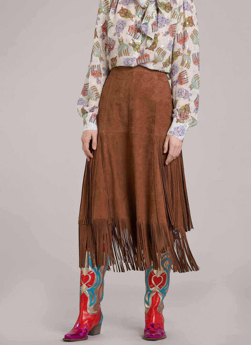 Fringed Suede Skirt - Maison Common