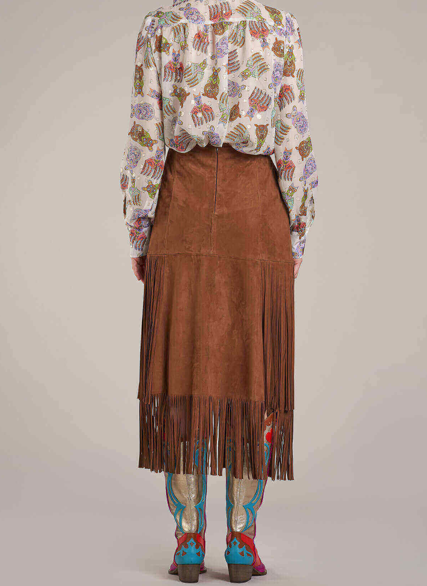 Fringed Suede Skirt - Maison Common