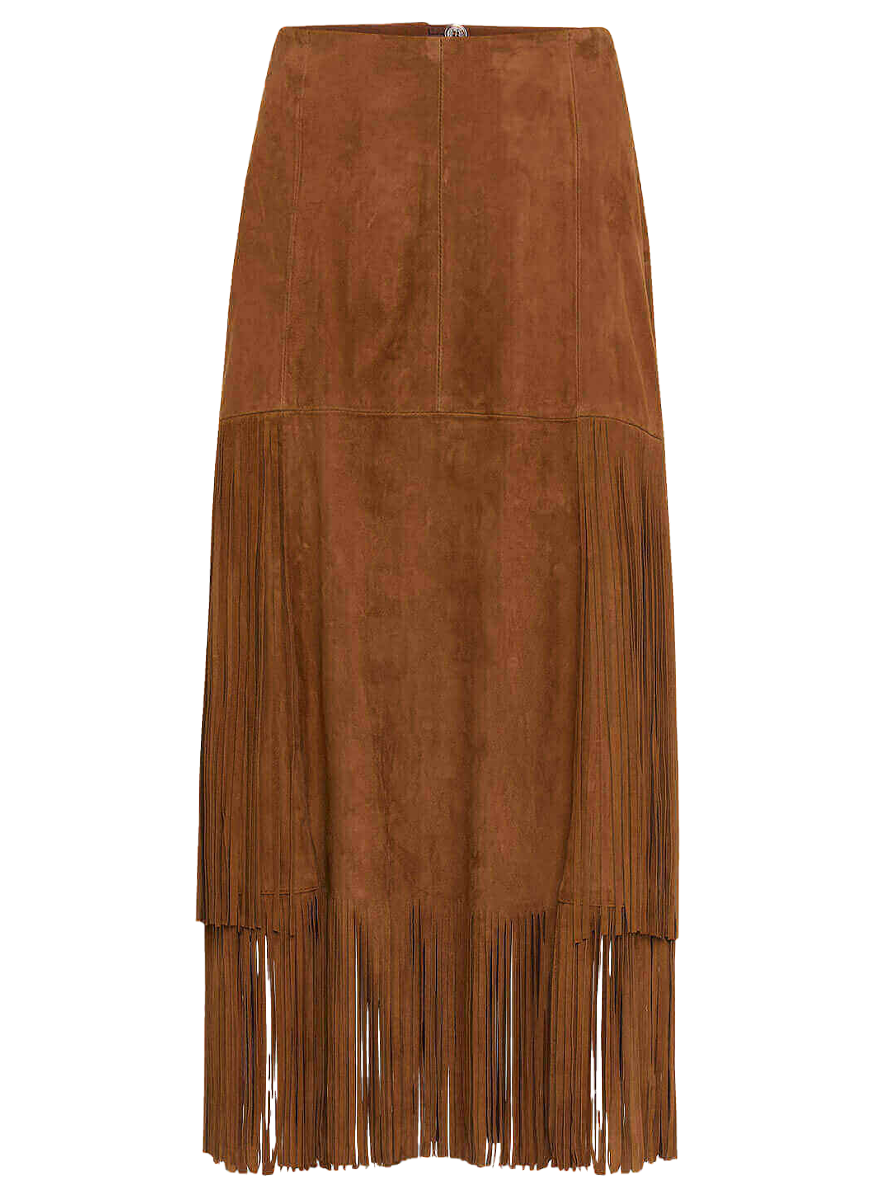 Fringed Suede Skirt