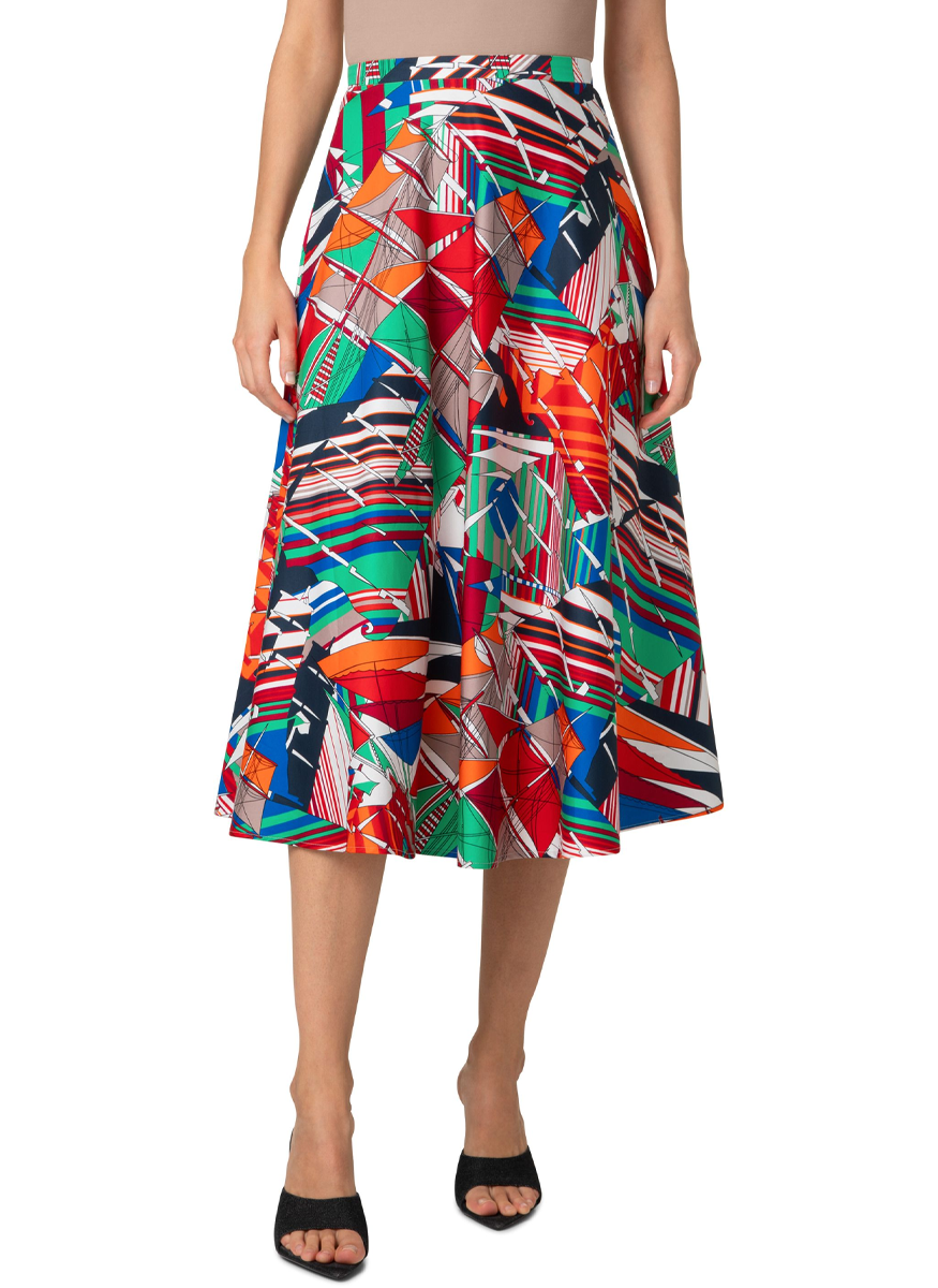 Sea Clipper Print Midi Skirt