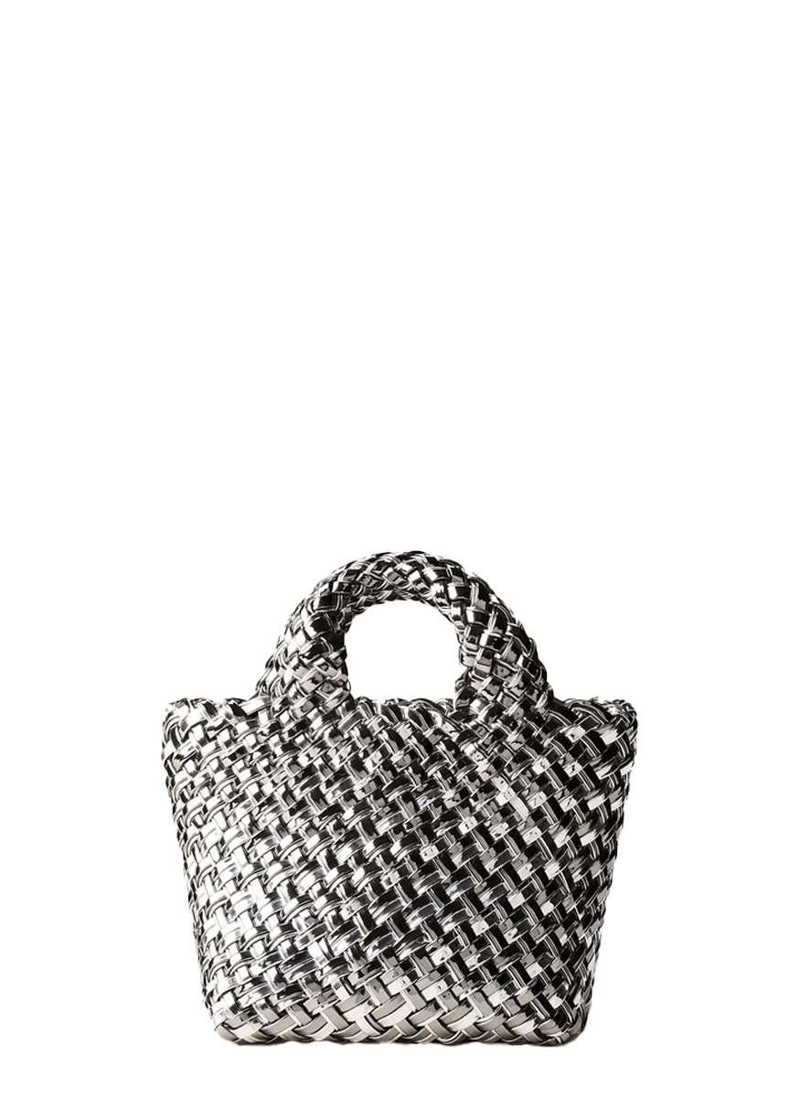 St. Barths Petit Tote Double Weave Metallic in Pewter