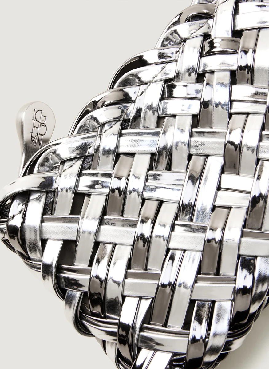 St. Barths Petit Tote Double Weave Metallic in Pewter - Naghedi