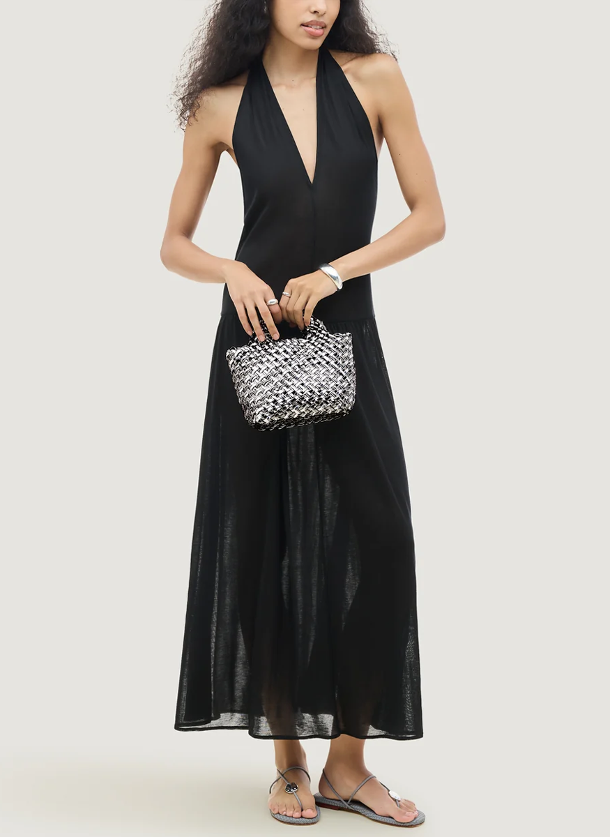 St. Barths Petit Tote Double Weave Metallic in Pewter